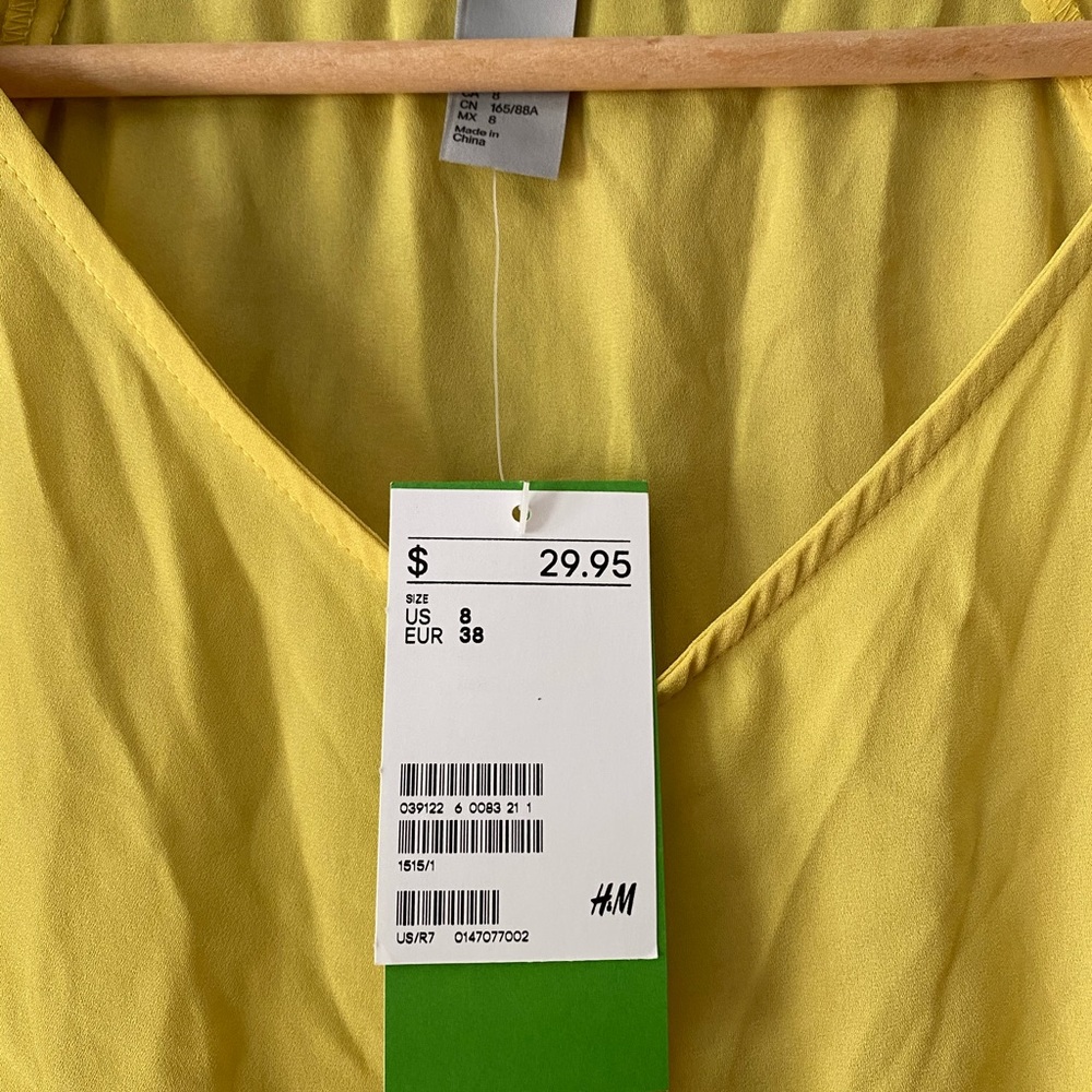 H&M yellow/chartreuse color breathy light shirt - Picture 3 of 7